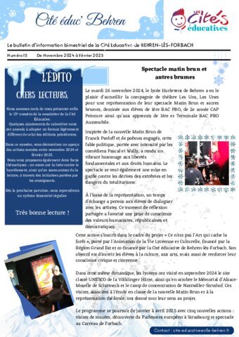 Cité éducative_bulletin d'information bimestriel_Numéro 15
