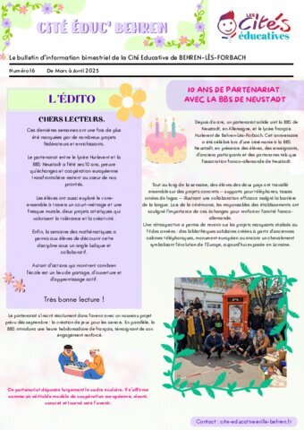 Cité éducative_bulletin d'information bimestriel_Numéro 16